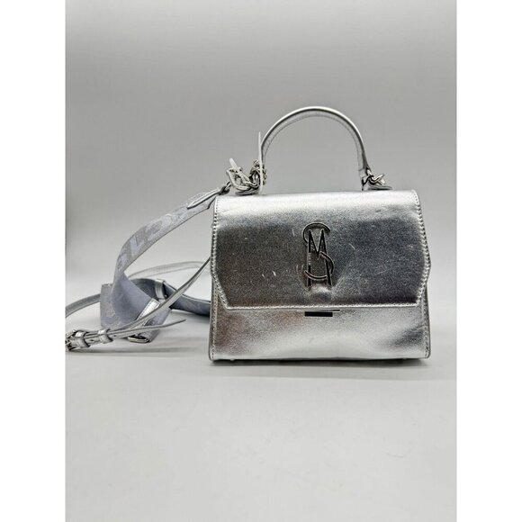 STEVE MADDEN Blattuca logo metallic top handle crossbody bag -Silver (Used) - Picture 6 of 14